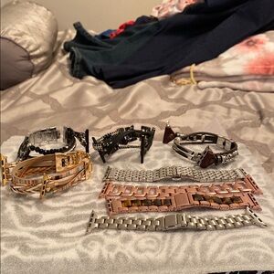 Assorted apple Watch Bands in Silver, Gold, and Brown